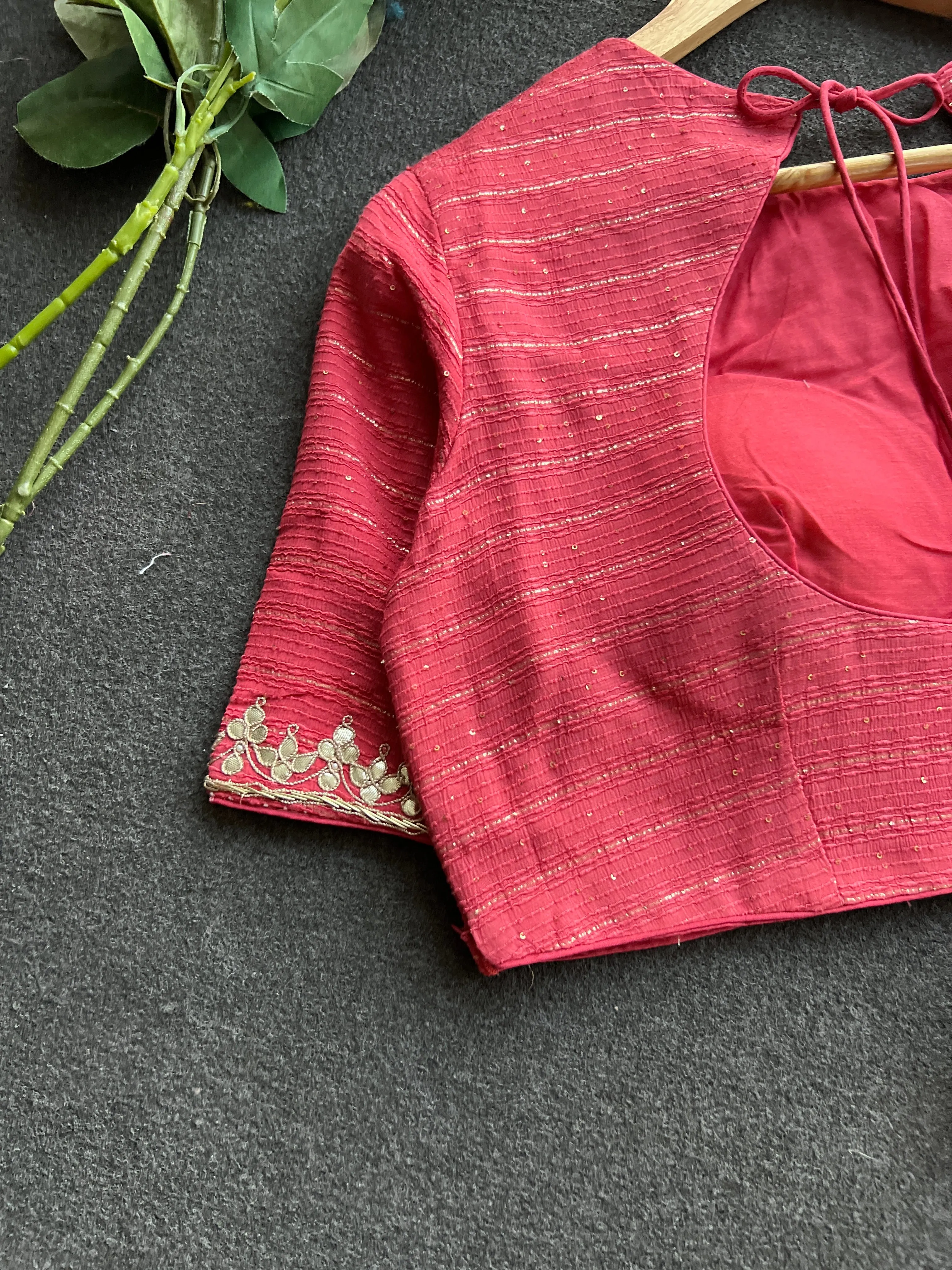 Pink heavy embroidery work blouse