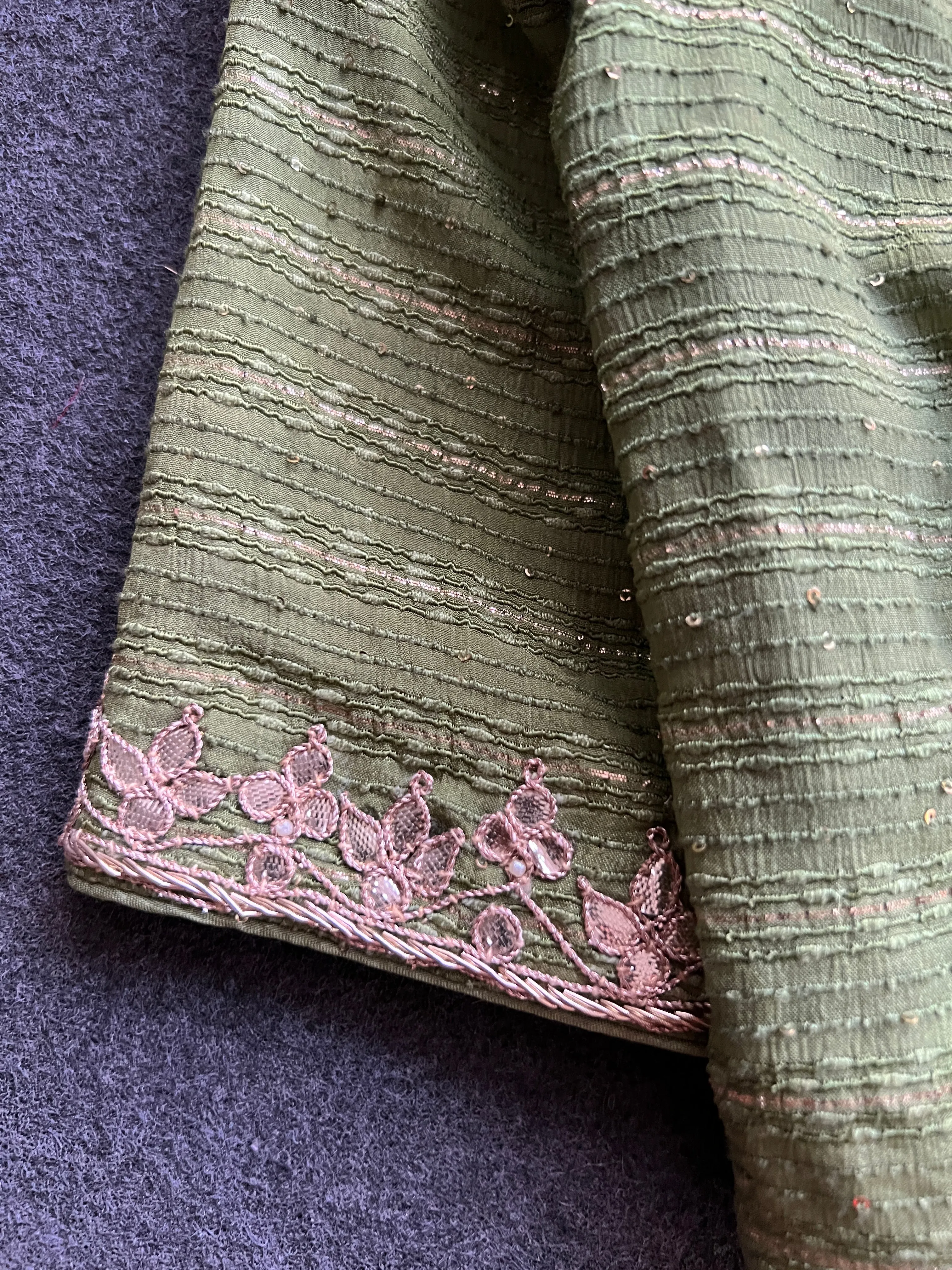 Pista green embroidery work blouse