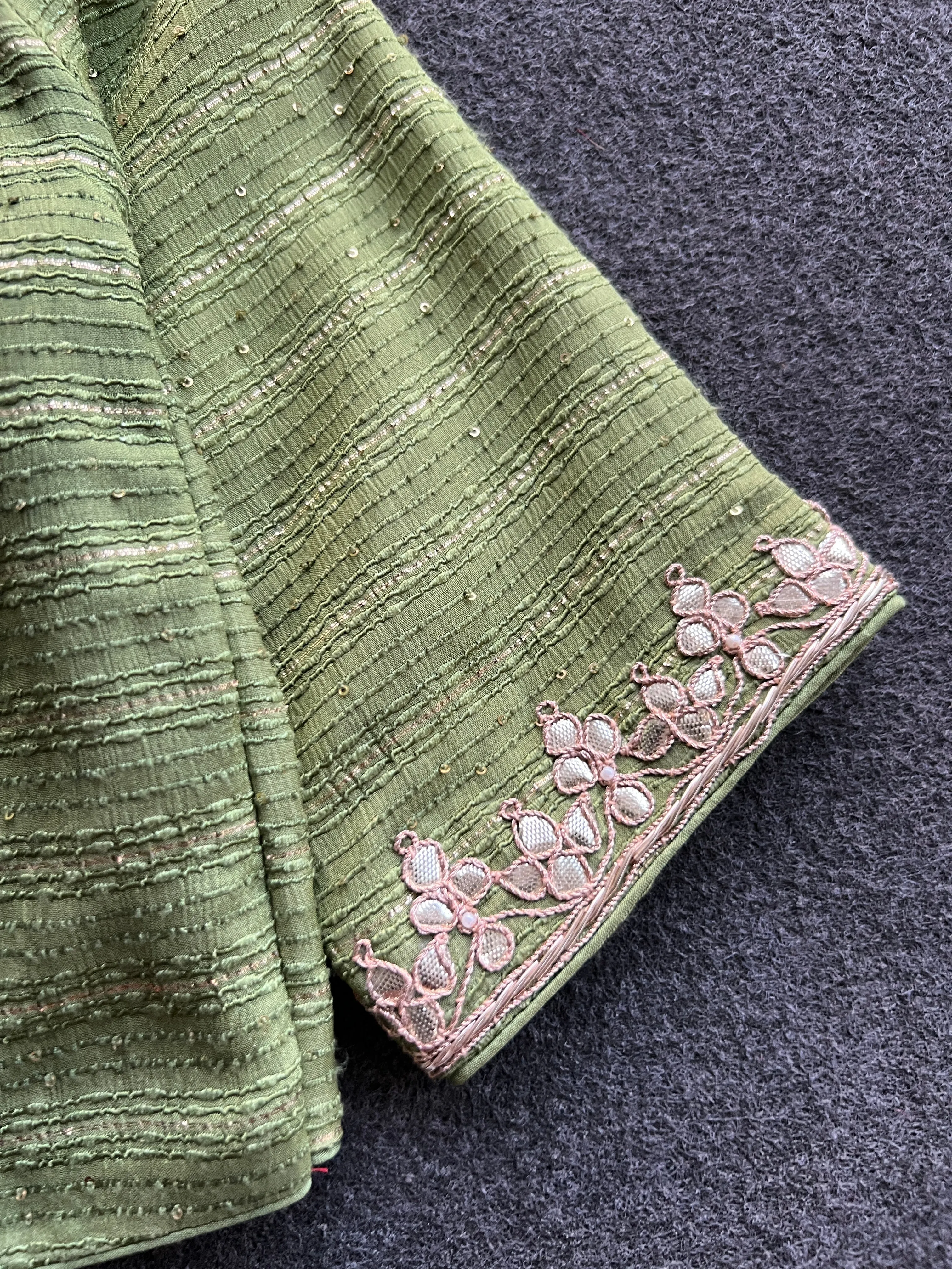 Pista green embroidery work blouse