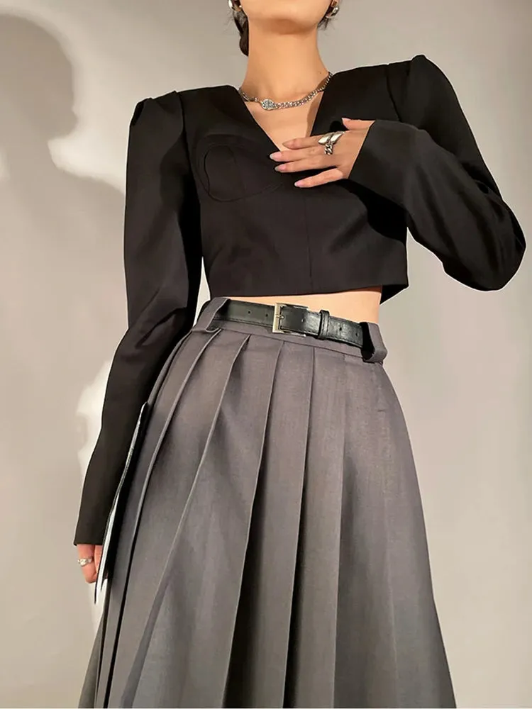 Pleated A Line Skirts For Women High Waist Temperament Elegant Summer Skirt Female Fashion Style Clothing