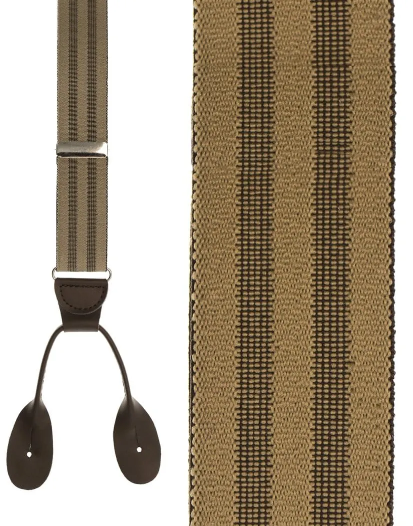"Khaki Shadow Stripe" Suspenders