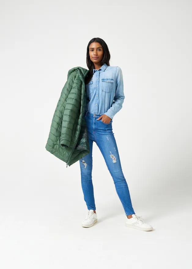 Reversible Emerald Army Duck Down Puffer Coat