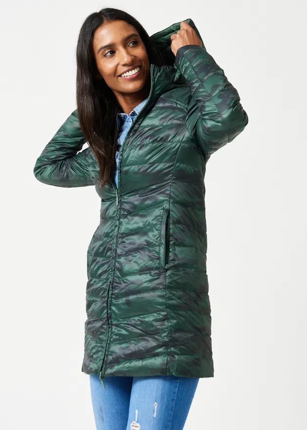 Reversible Emerald Army Duck Down Puffer Coat