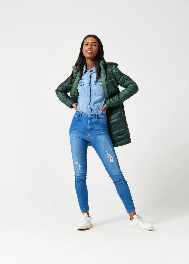 Reversible Emerald Army Duck Down Puffer Coat