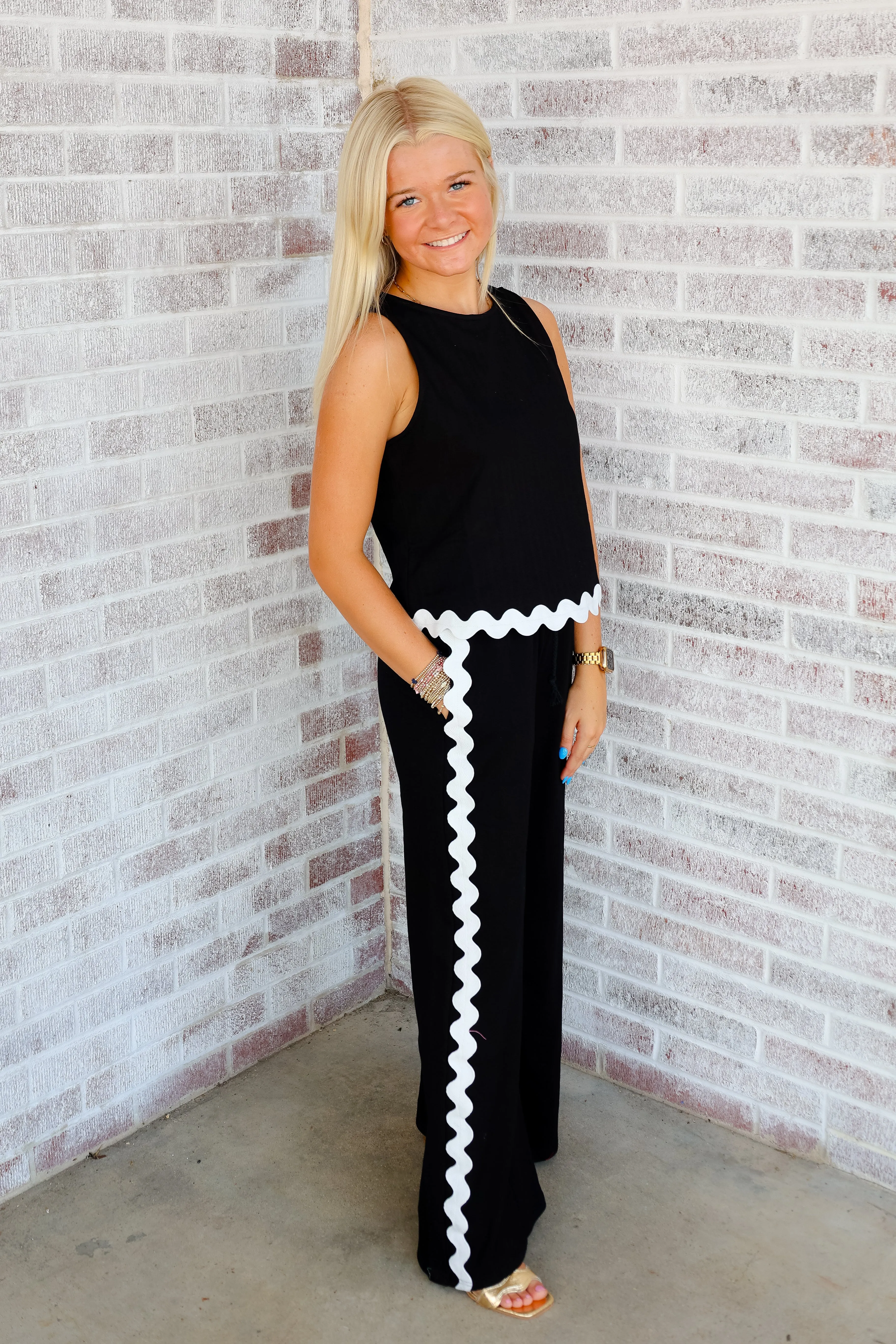 Sanford Sweetie Wide Leg Ric Rac Trim Pants