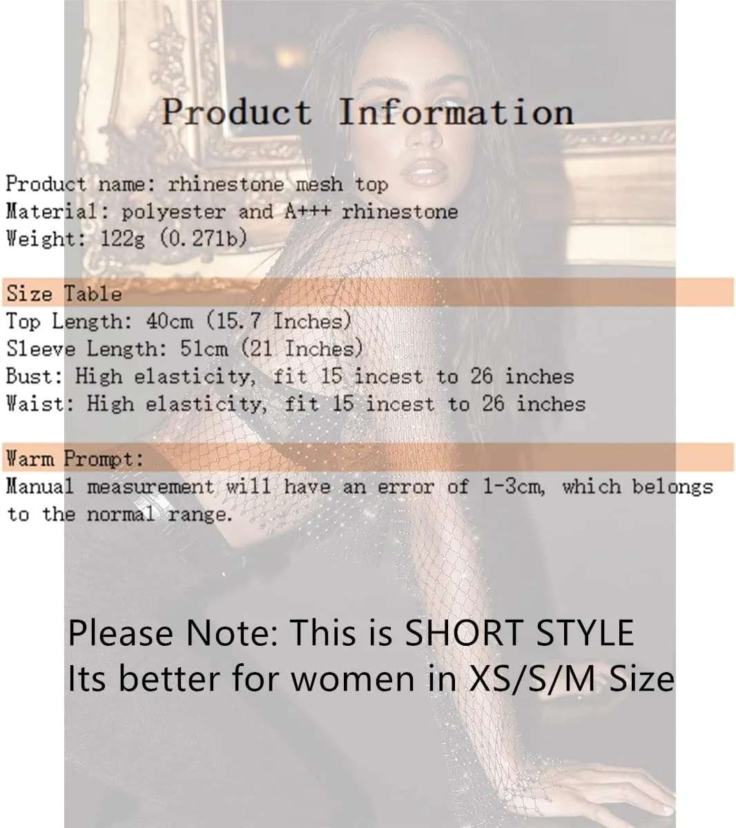 Sheer Long Sleeve Tops for Women Plus Size Tight Rhinestone See Through Mesh Crop Top Off Shoulder V Neck