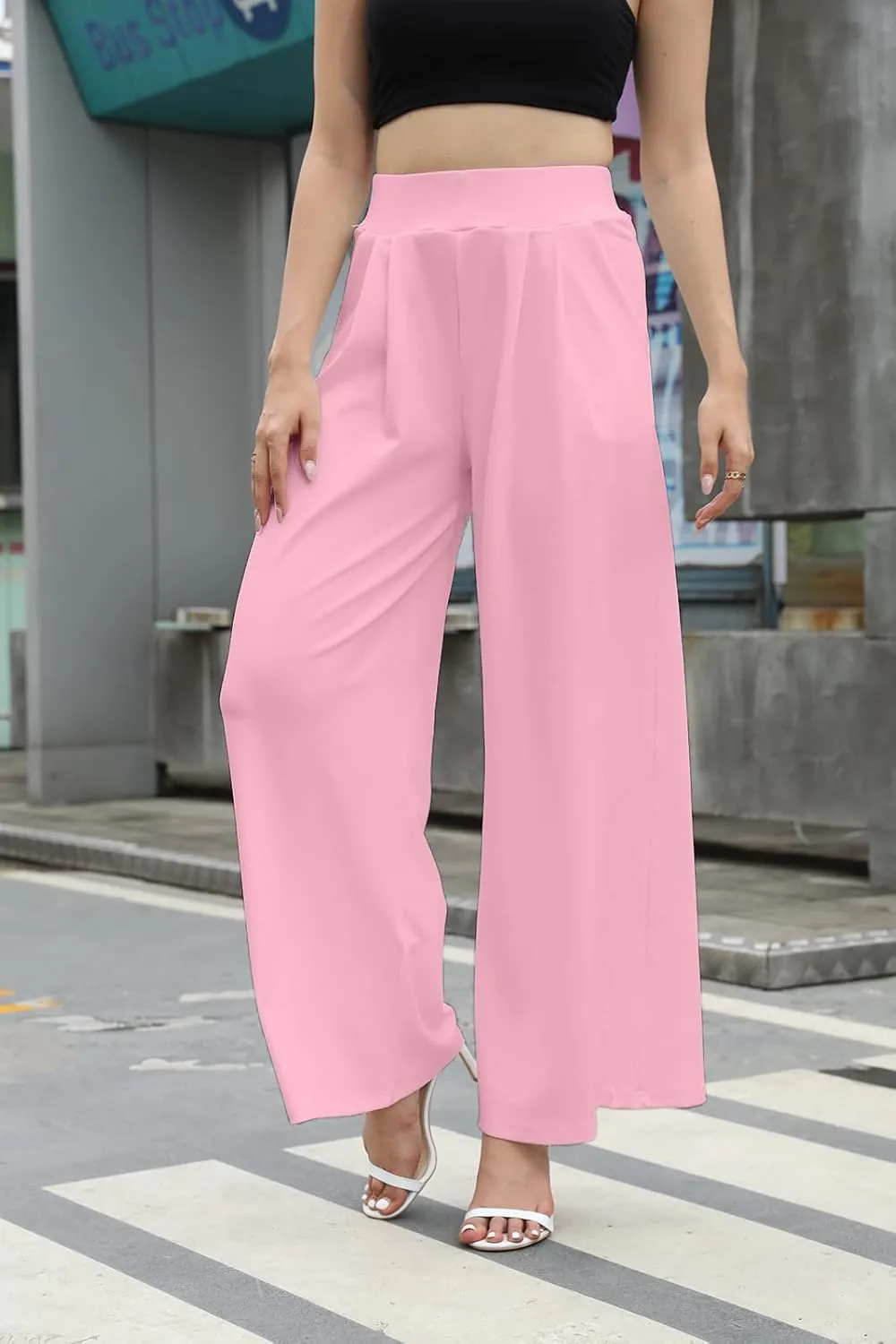 SHINFY Women's Stretchy Plus Size Wide Leg Palazzo Pants (S-3XL)