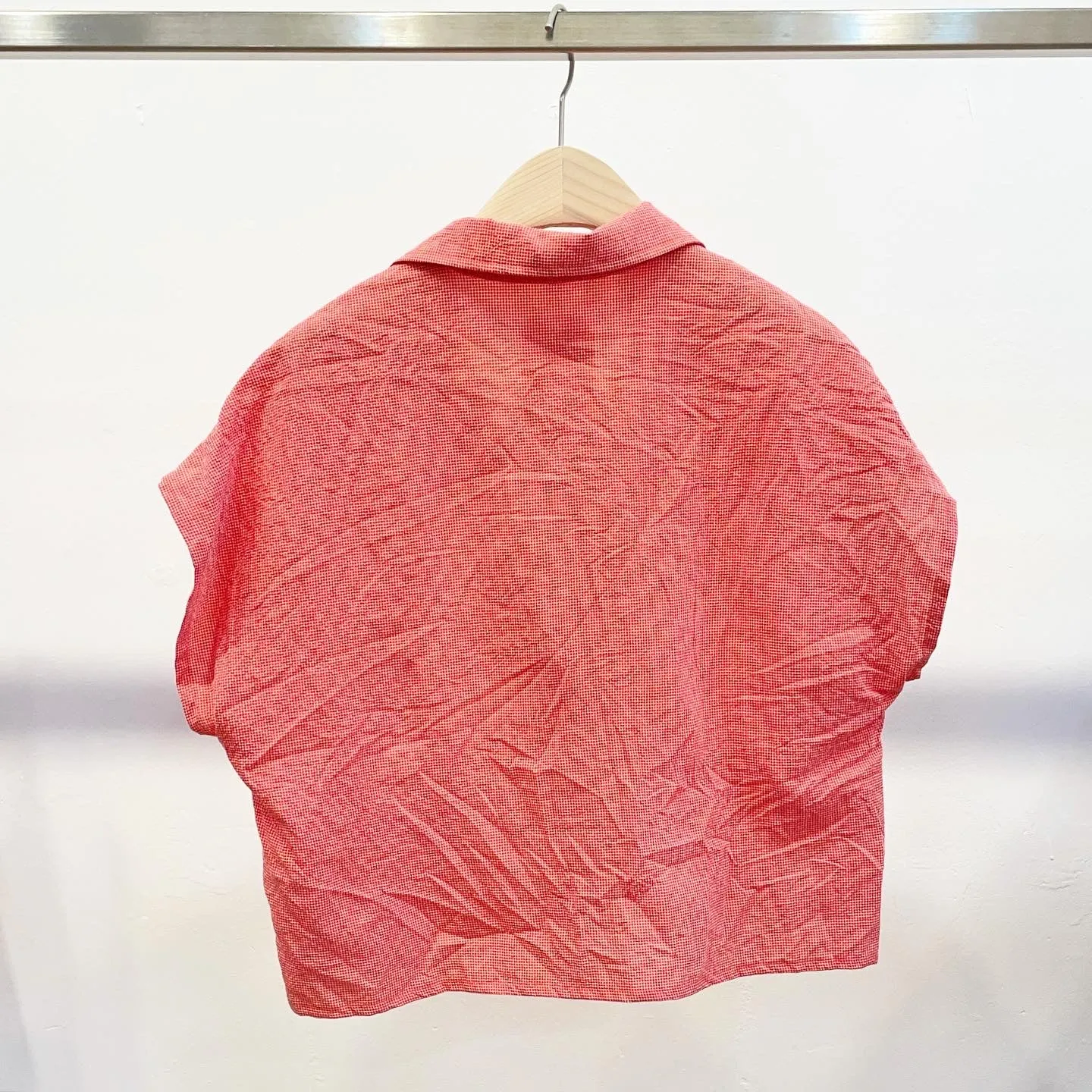 Short Sleeve Grid Blouse