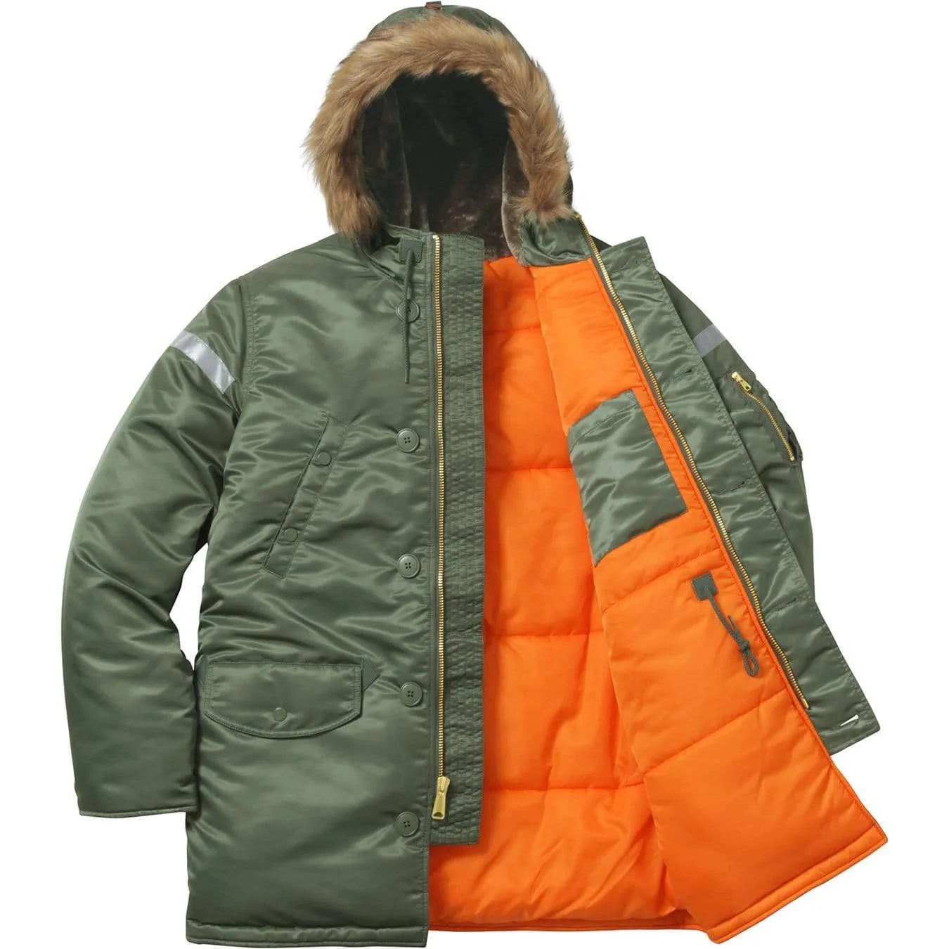 Supreme Reflective Cross N-3B Parka - Olive