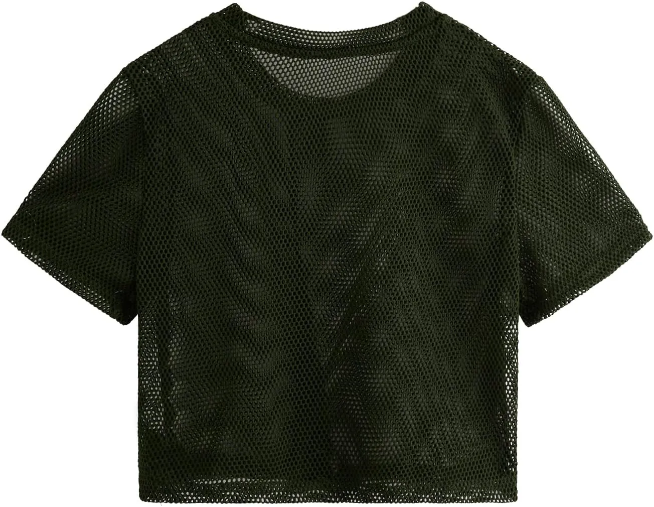 SweatyRocks Women's Sexy Sheer Mesh Fishnet Net Short Sleeve T-Shirt Crop Top