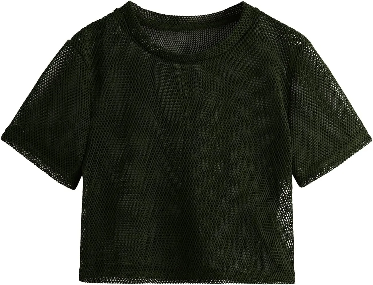 SweatyRocks Women's Sexy Sheer Mesh Fishnet Net Short Sleeve T-Shirt Crop Top
