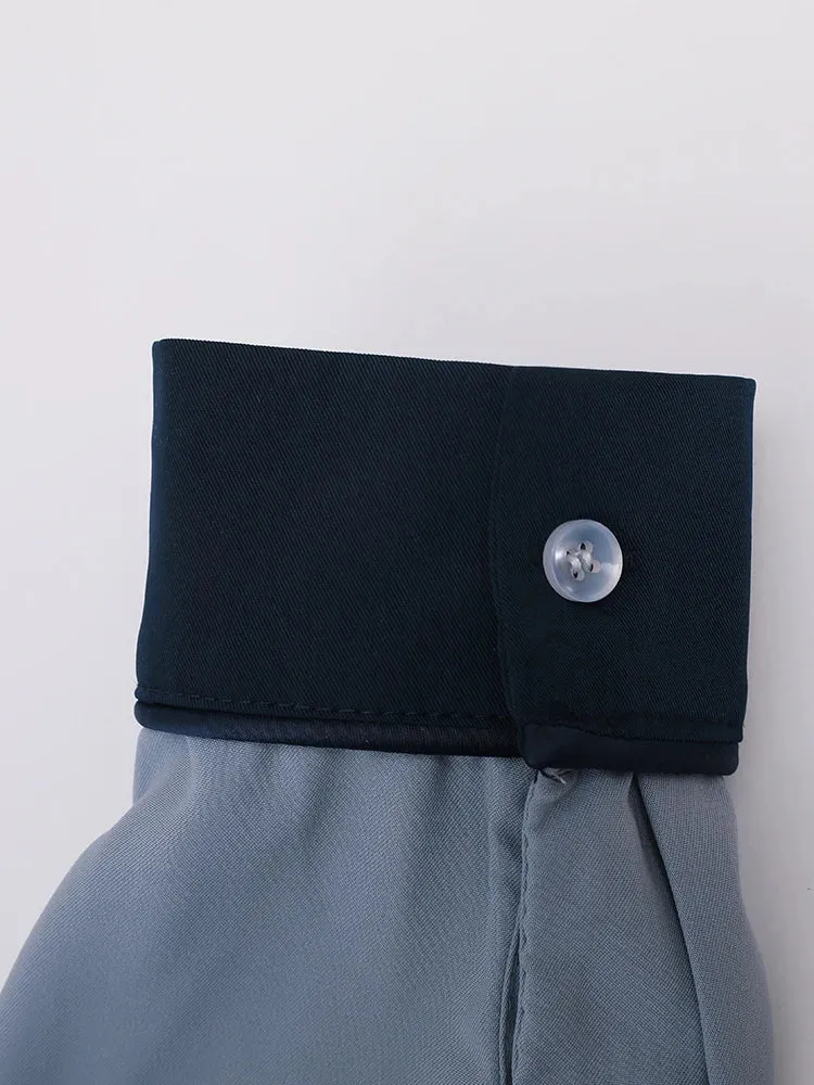 TEEK - Womens Color-Block Collar Blouse