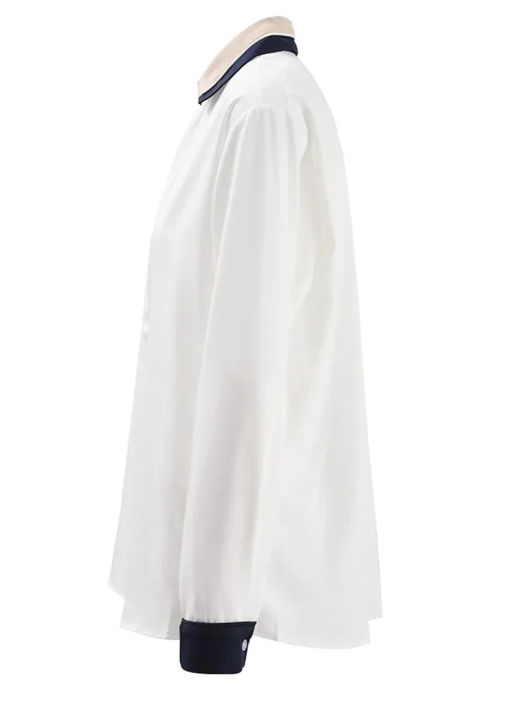 TEEK - Womens Color-Block Collar Blouse