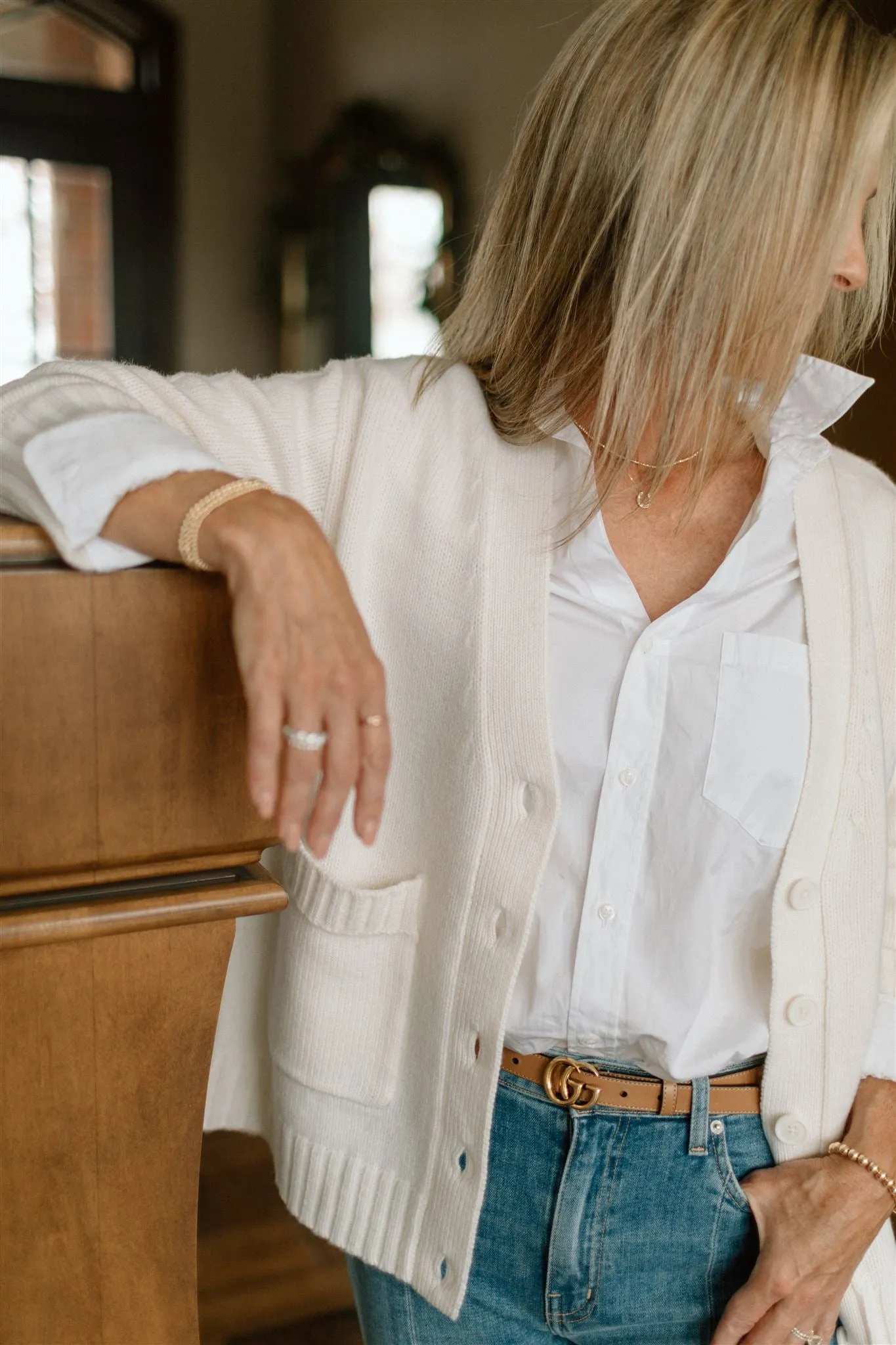 Tenlea Hunter - Cozy Cashmere Cardigan in Soft White
