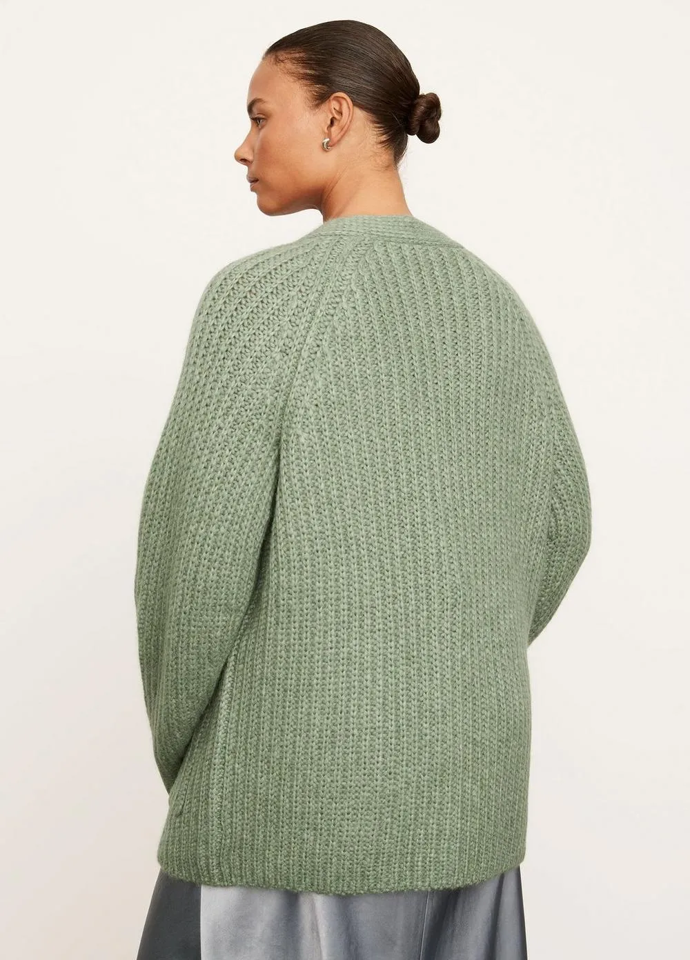 Vince - Ribbed Pocket Cardigan in Jadeite