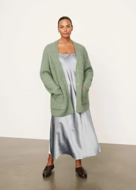 Vince - Ribbed Pocket Cardigan in Jadeite