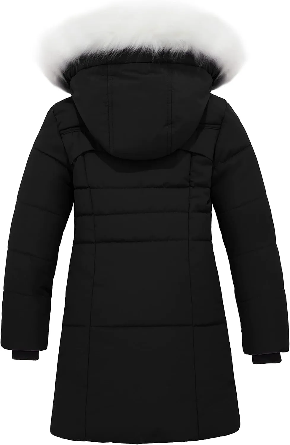 wantdo Girl's Winter Coat Waterproof Long Puffer Jacket Warm Parka with Faux Fur Hood