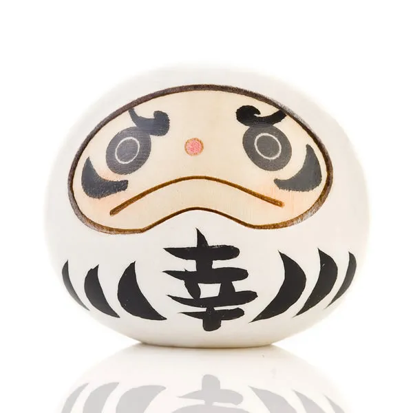 White Happiness Daruma Kokeshi Doll