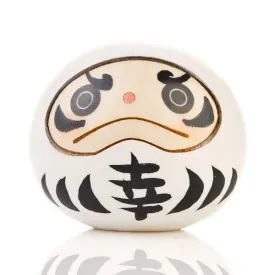 White Happiness Daruma Kokeshi Doll