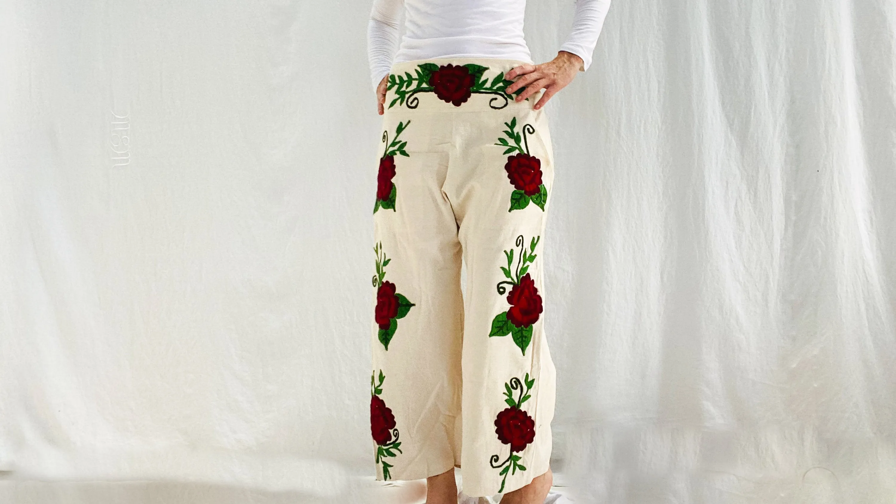 Wide Leg Embroidered Pants. Zinacantan, Mexico. XS-M