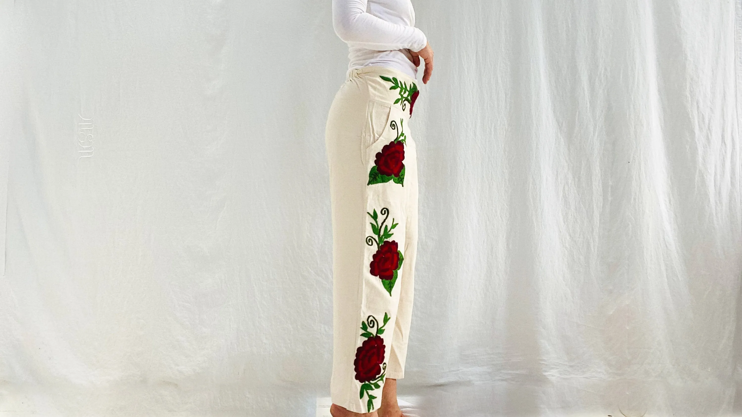 Wide Leg Embroidered Pants. Zinacantan, Mexico. XS-M
