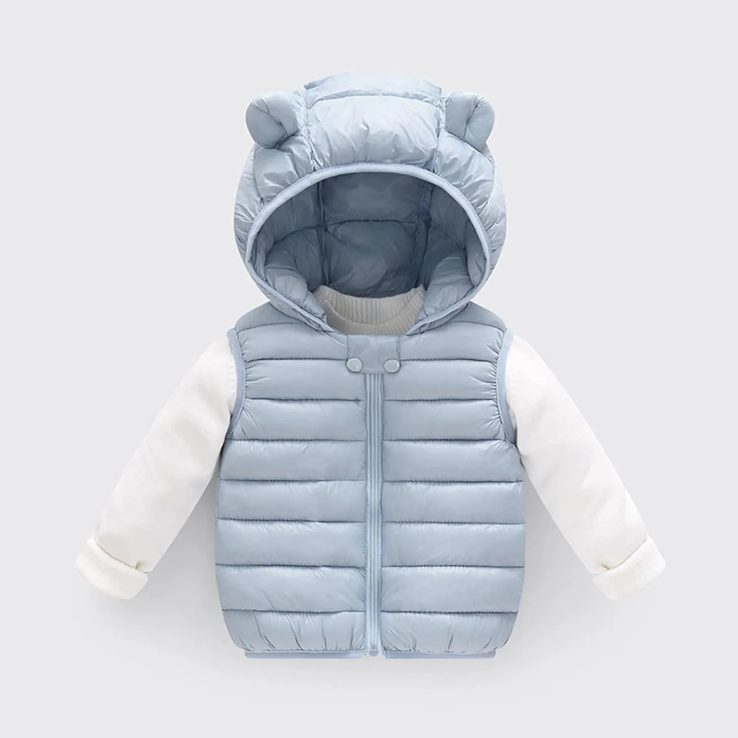 Winter Down Vest Coats for Kids Baby Boys Girls Light Puffer Padded Jacket Bear Hoods Infant Sleeveless Outerwear