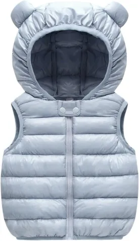 Winter Down Vest Coats for Kids Baby Boys Girls Light Puffer Padded Jacket Bear Hoods Infant Sleeveless Outerwear