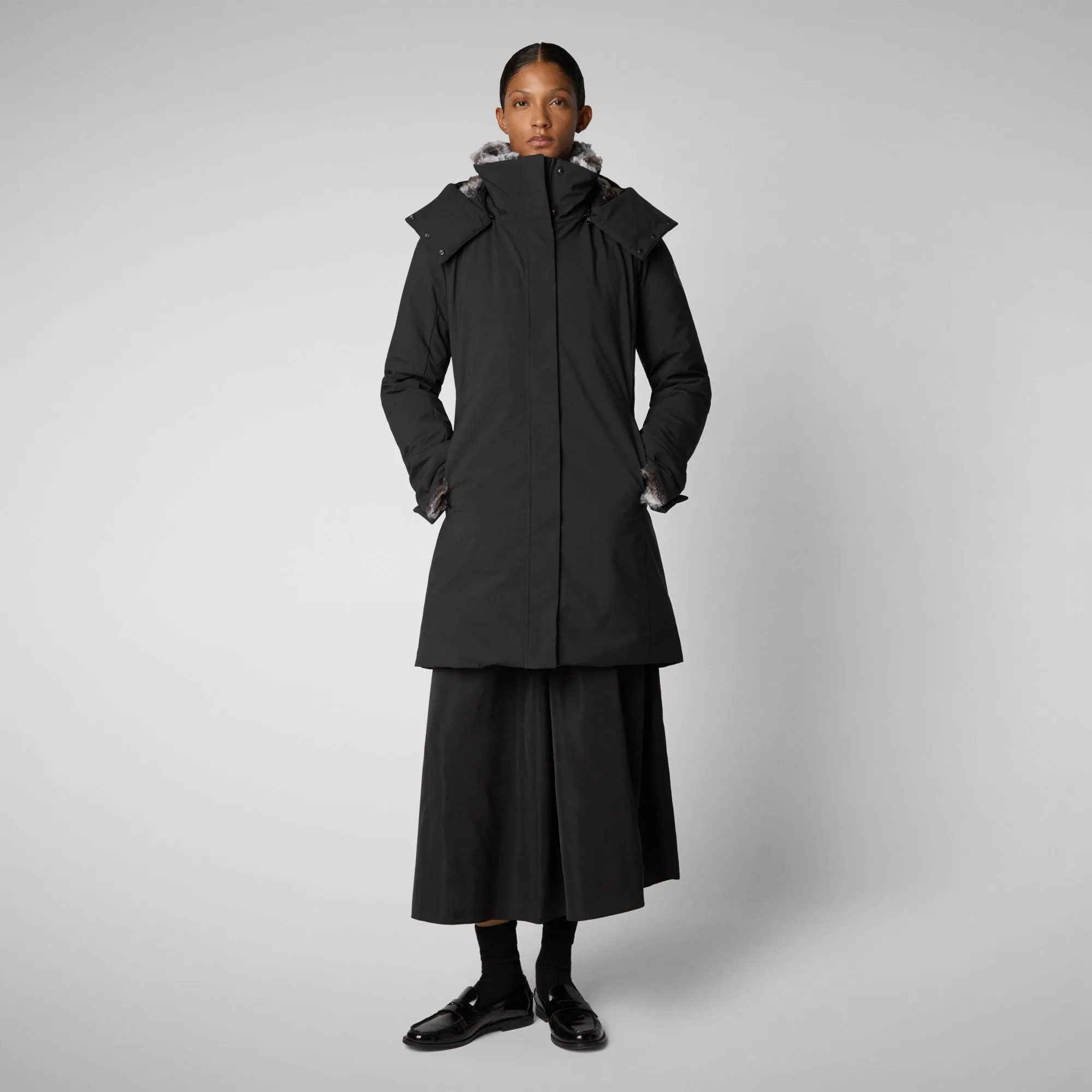 Women's hooded parka Samantah in black