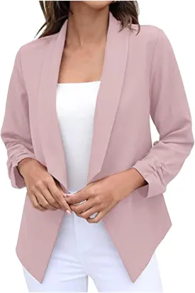 ZEFOTIM Blazers for Women Winter Fashion Plus Size Striped/Plain Coat Lightweight Trendy Casual Blazer